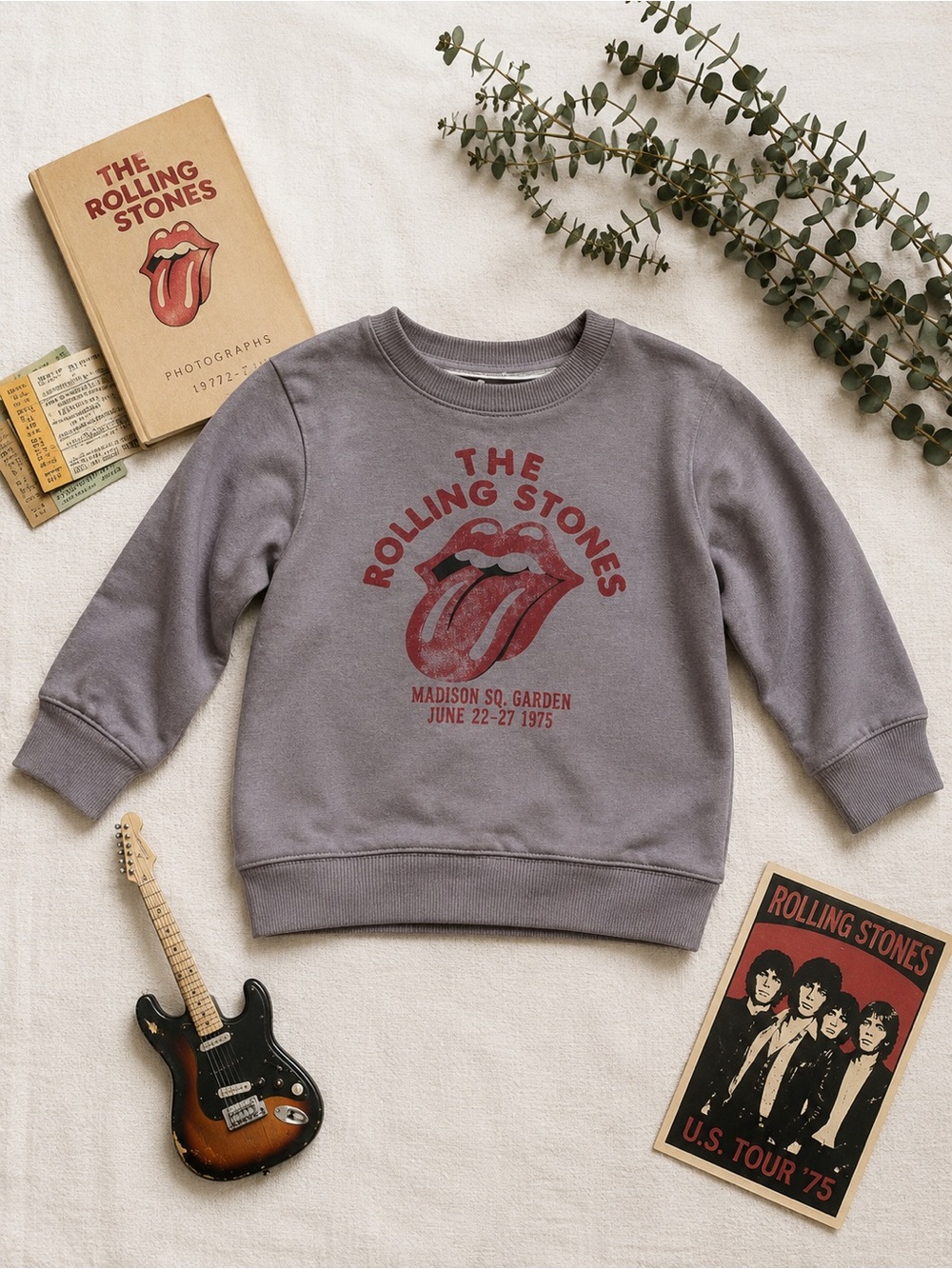 The Rolling Stones Toddler Gray Madison Square Garden 1975 Sweatshirt 3T